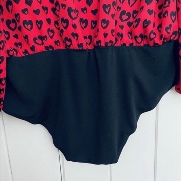 New-City Chic red black One piece lowcut Bodysuit Blouse Top plus 18/M - Picture 6 of 12